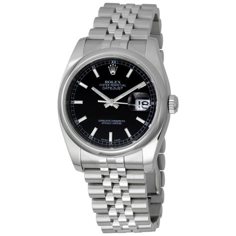 rolex mens datejust black dial stainless steel watch